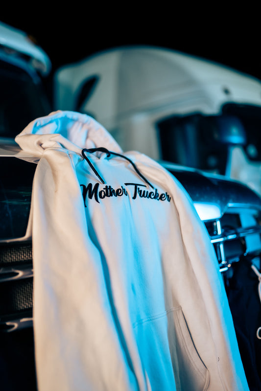 Mother Trucker White/Black Ladies Hoodie
