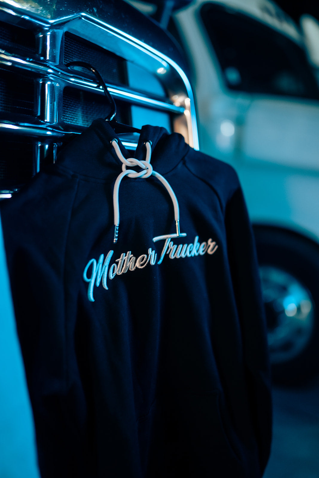 Mother Trucker Black/White Ladies Hoodie