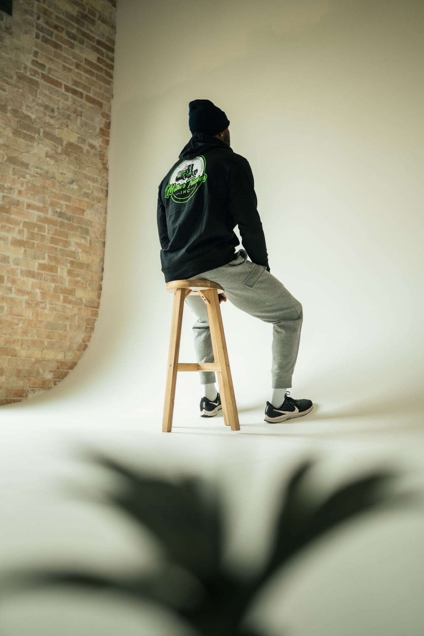 Mother Trucker Black/Green Retro Men's Hoodie