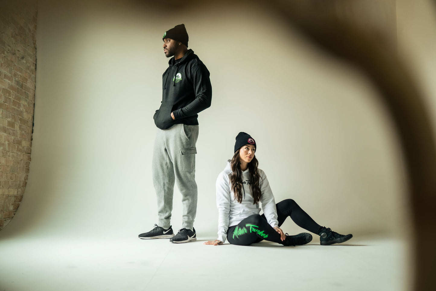 Mother Trucker White/Black Ladies Hoodie