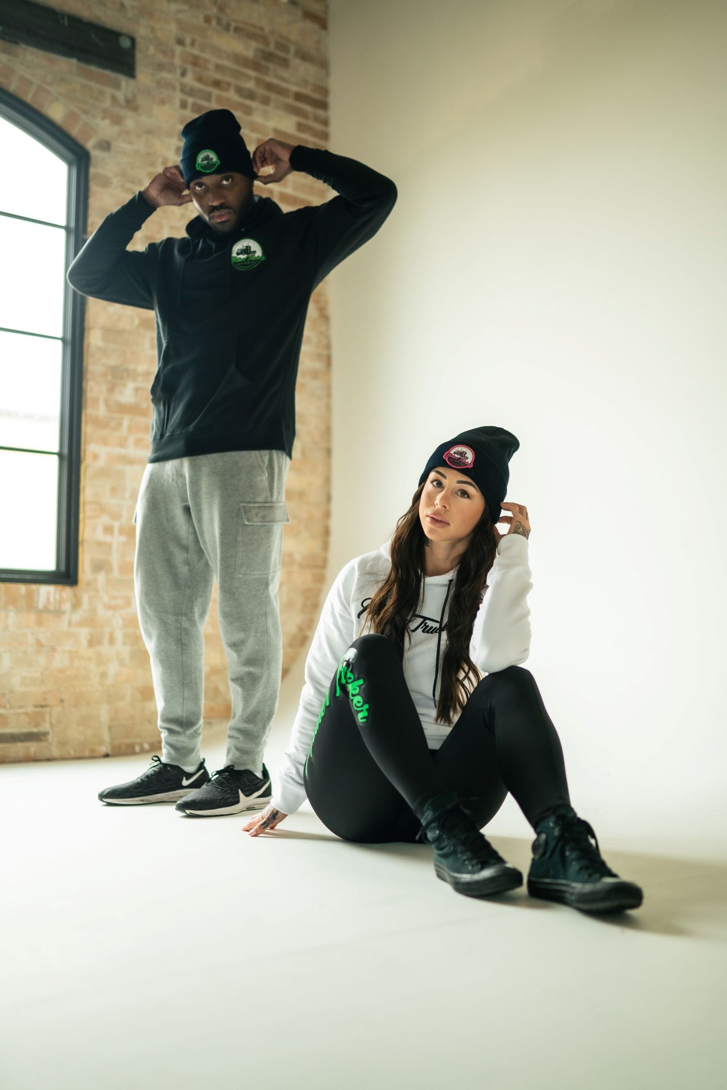 Mother Trucker Black/Green Retro Men's Hoodie