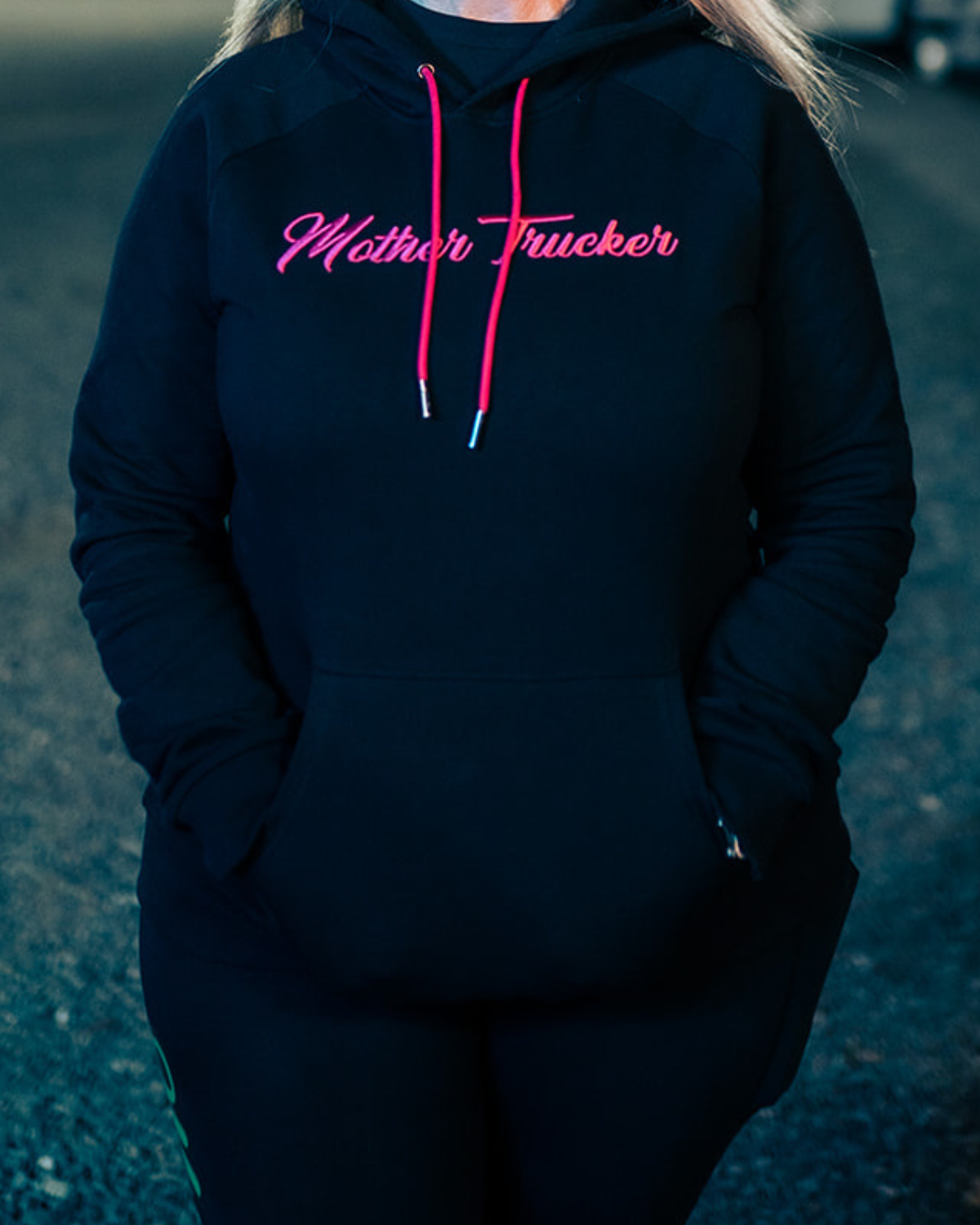 Mother Trucker Black & Pink Ladies Hoodie