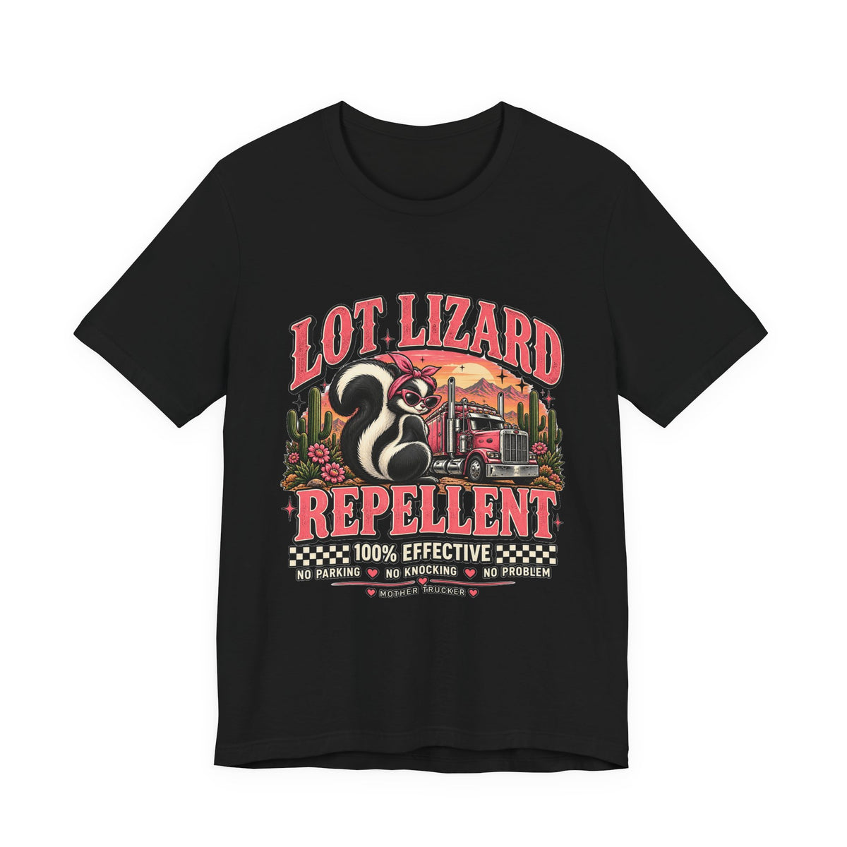 Lot Lizard Repellent T-Shirt, Funny Truck Driver Shirt, Truck Stop Humor Tee, Mother Trucker Semi Tee – Pink
