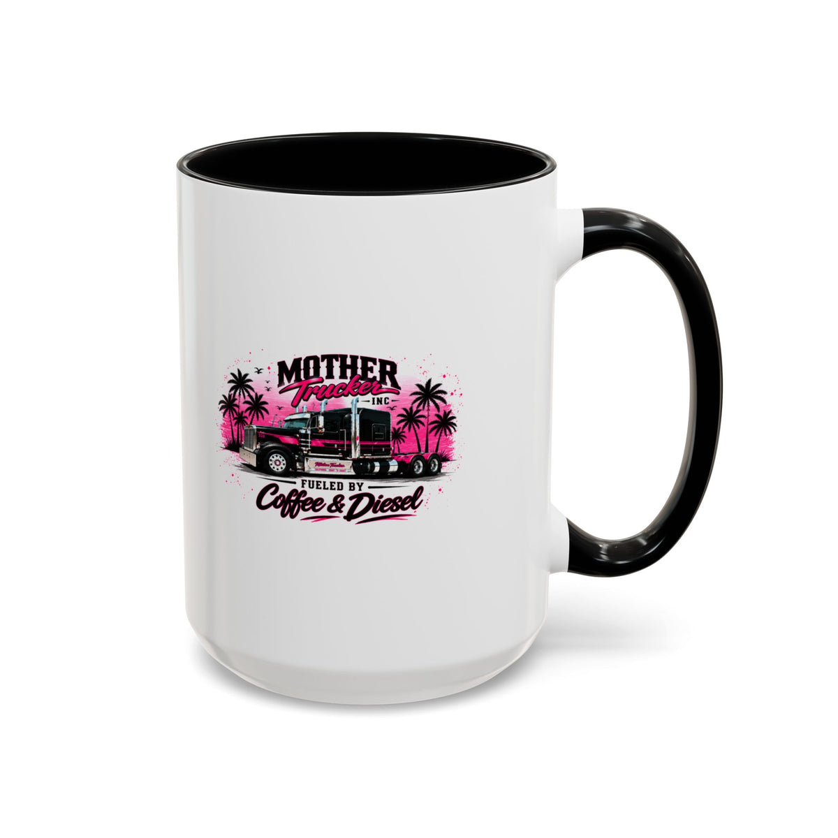 Mother Trucker Accent Coffee Mug — Pink