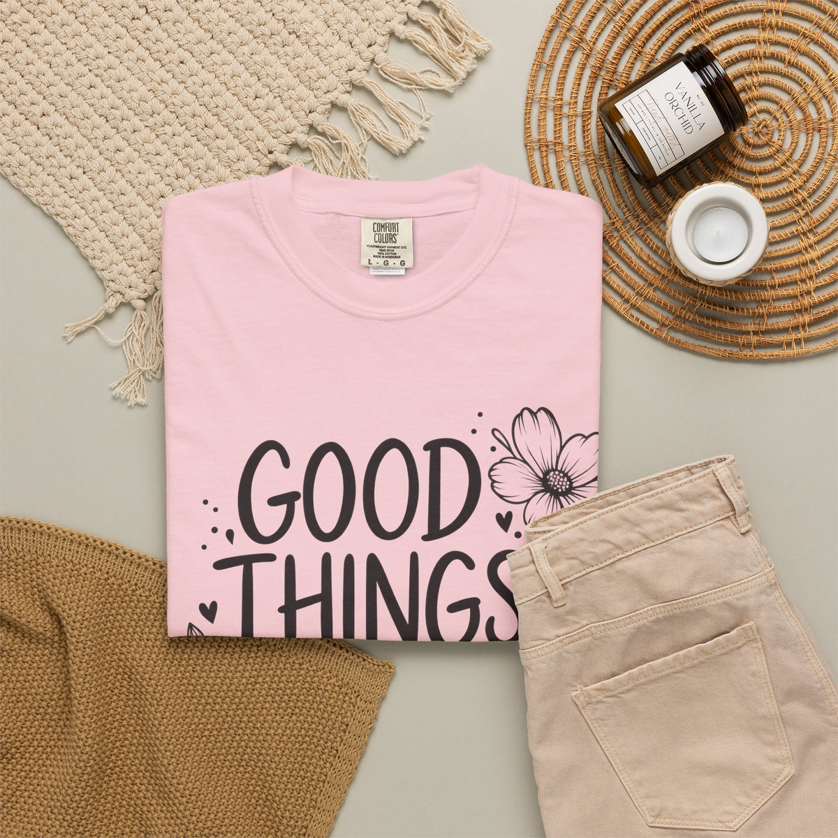 Good Things Take Time Floral Inspirational T-Shirt