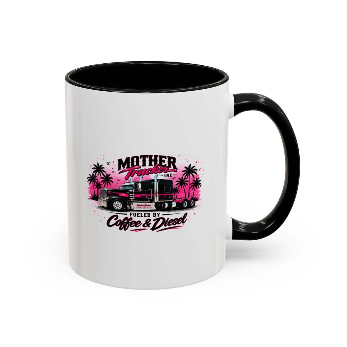 Mother Trucker Accent Coffee Mug — Pink