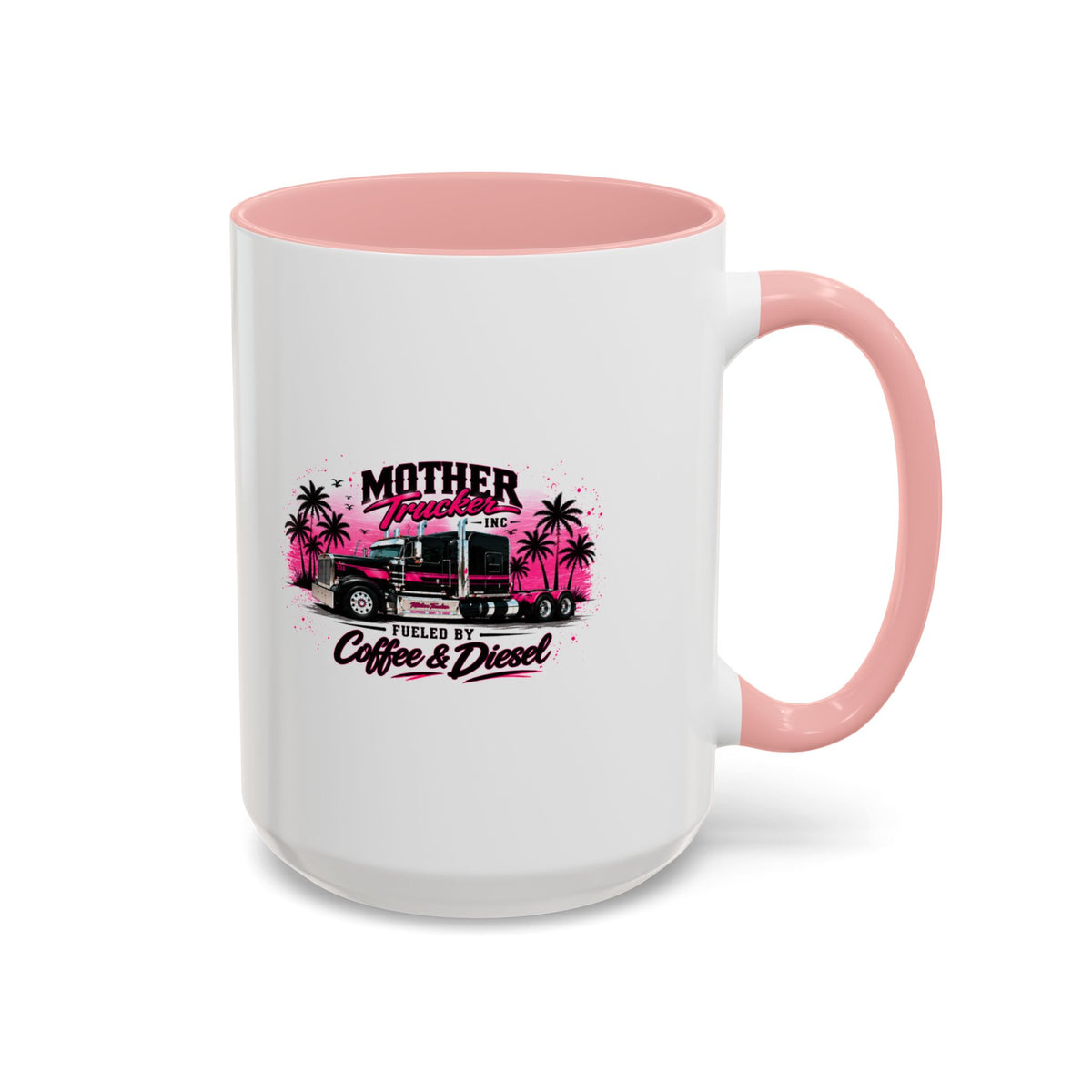 Mother Trucker Accent Coffee Mug — Pink