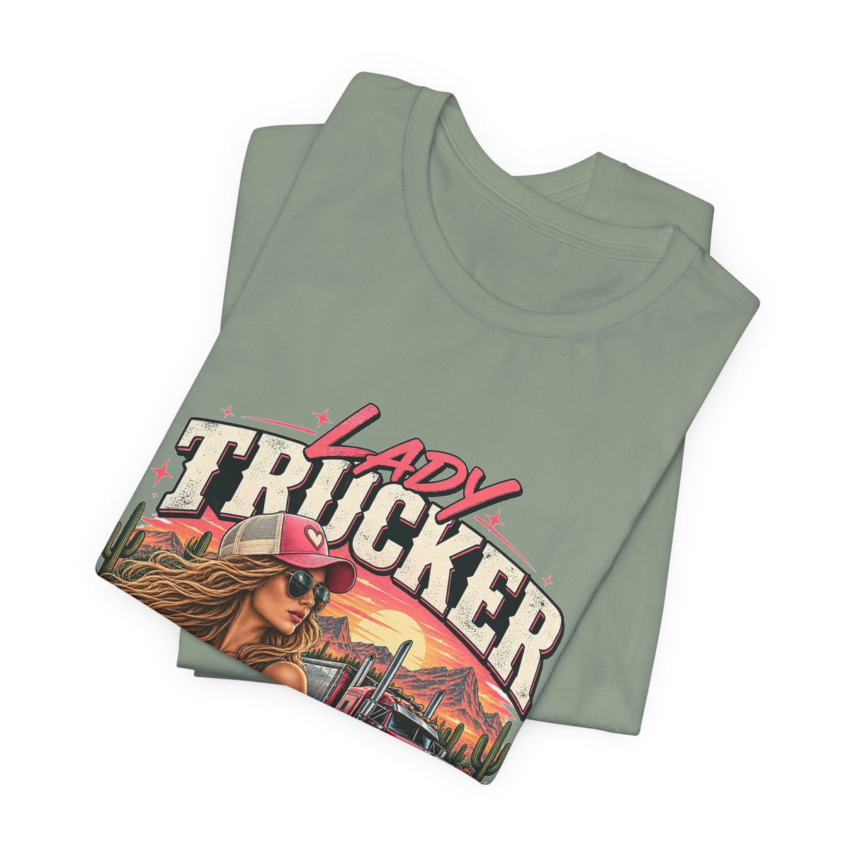 Lady Trucker Like A Normal Girl Just Drives Bigger Women's T-Shirt, Female Truck Driver Tee, Mother Trucker – Pink