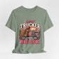 Lady Trucker Like A Normal Girl Just Drives Bigger Women's T-Shirt, Female Truck Driver Tee, Mother Trucker – Pink