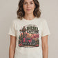 Woman wearing the Diesel Caffeine Jesus tee