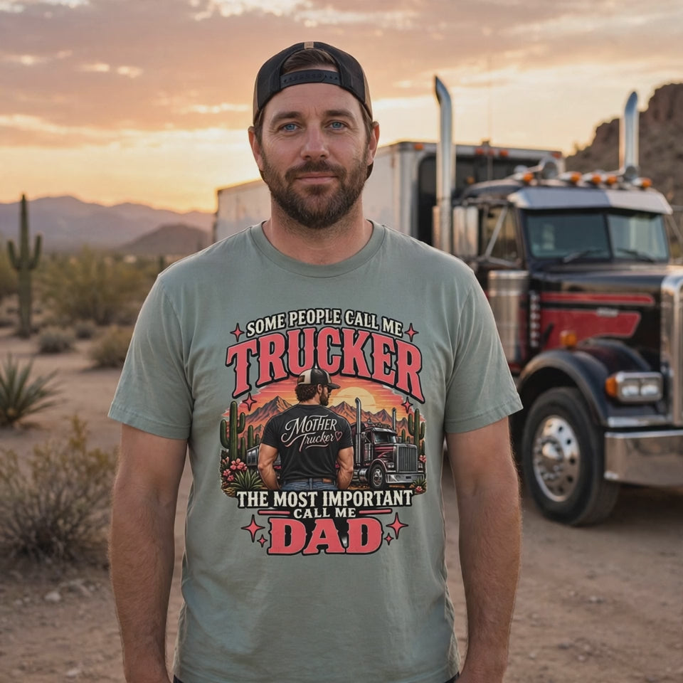 Man wearing the Call Me Dad tee