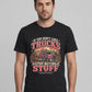 Man wearing the Stop Buying Stuff tee