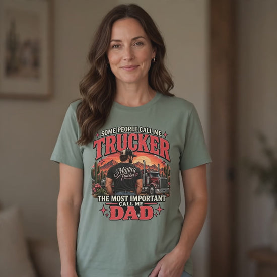 Woman wearing the Call Me Dad tee